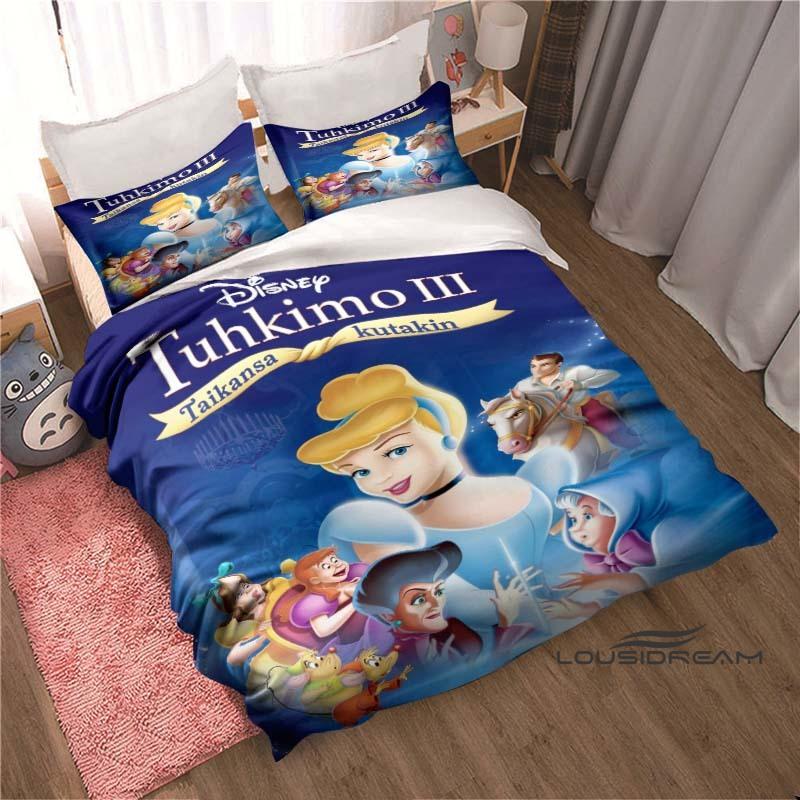 Cinderella-themed Duvet Cover and Pillowcase Bedding Set, Perfect for Boys' and Girls' Bedrooms, A Cartoon-themed Children's Gif
