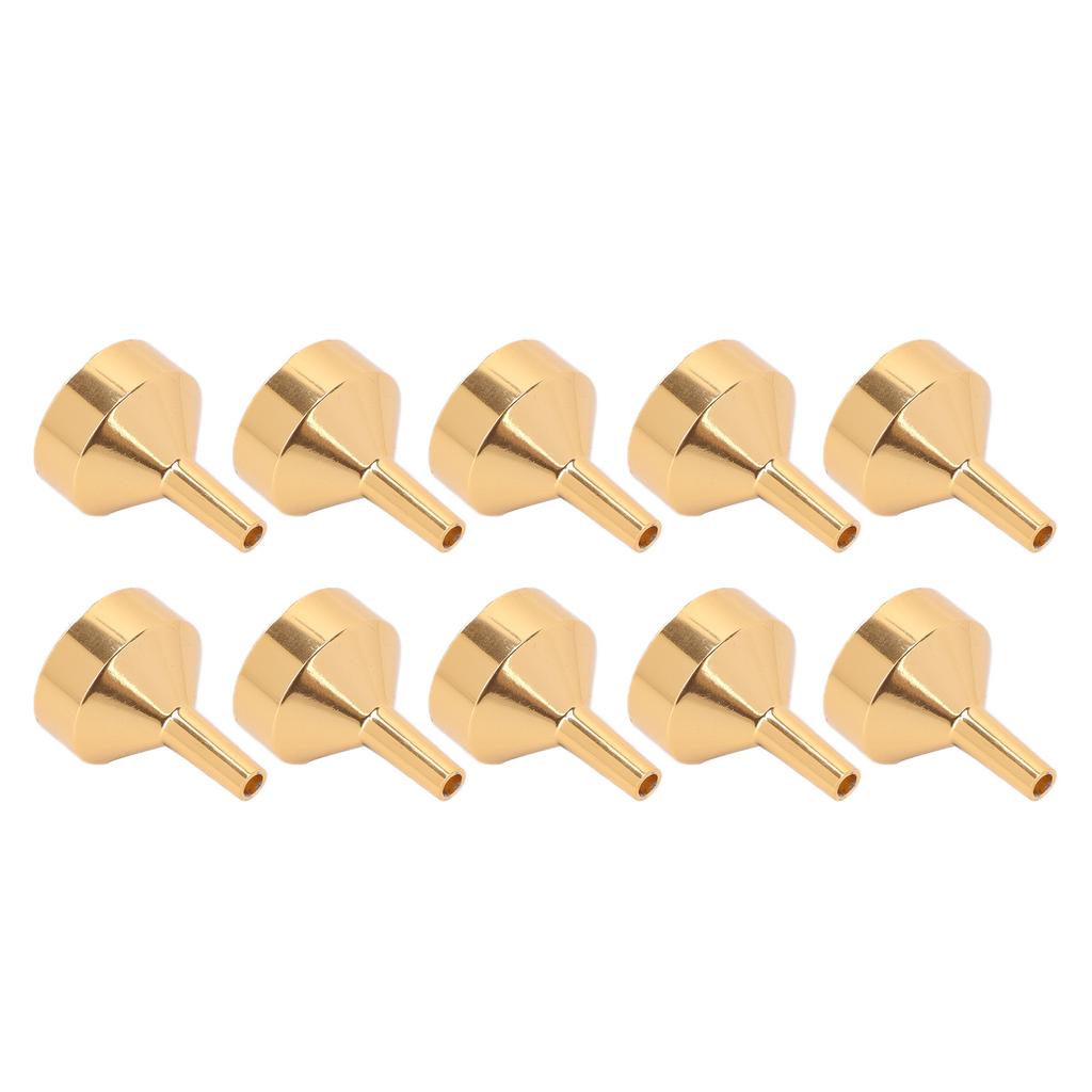 10pcs Metal Small Funnel Mini Aluminum Alloy Funnel for Filling Bottles and Transferring Cosmetics PerfumeGold