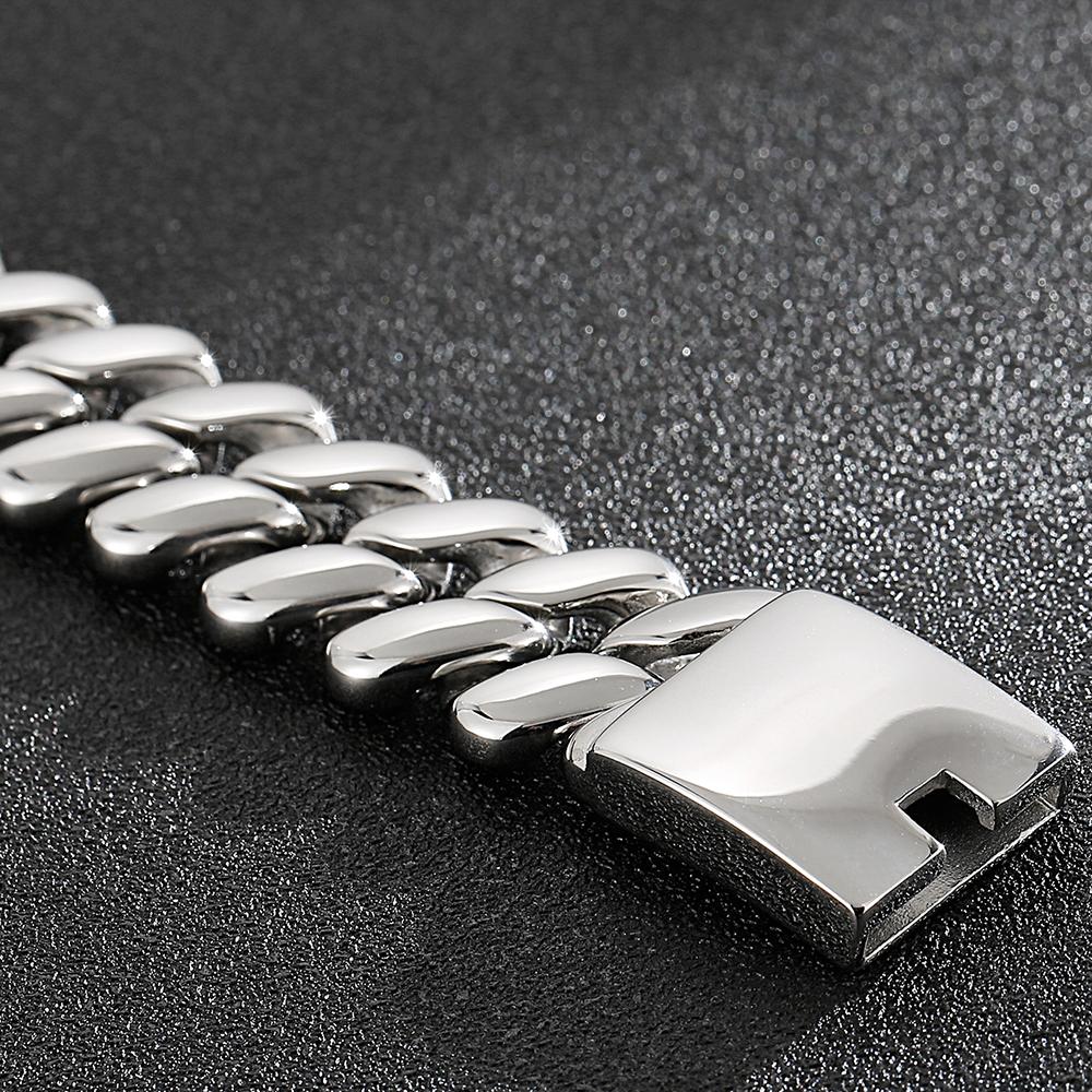 Steampunk Polished Stainless Steel Casting Men's Bracelet Gothic Hip Hop 20MM Wide Cuff Chain Wristband Birthday Jewelry Gifts