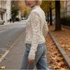 Women Spring Summer New Lace Crochet Stand Collar Slim Fit Blouse Stylish Elegant Commuter Design Shirt