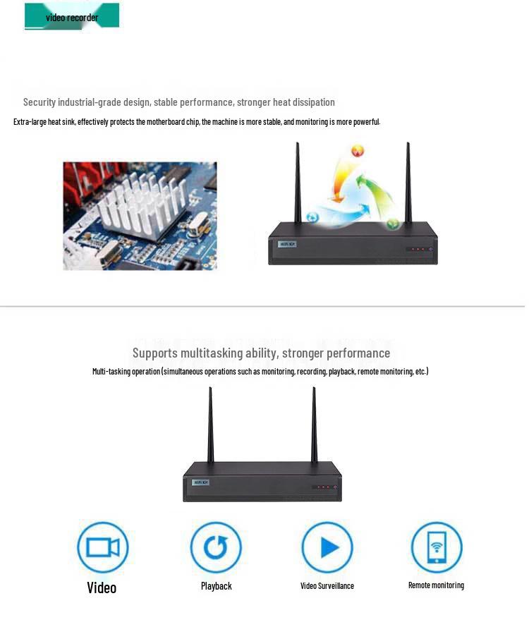 1080P ICSEE Kabelloses NVR-Kamera-Kit, Flexibel als Einzelartikel oder Komplettset, Unterstützt TF-Karte.