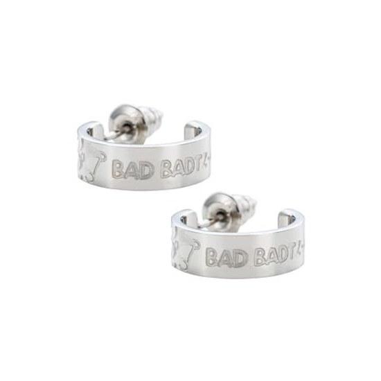 White Clover Bad Batz Maru Sanrio Characters Stainless Steel Earrings Half Hoop (2 Pieces Both Ears) SAST-P010SV