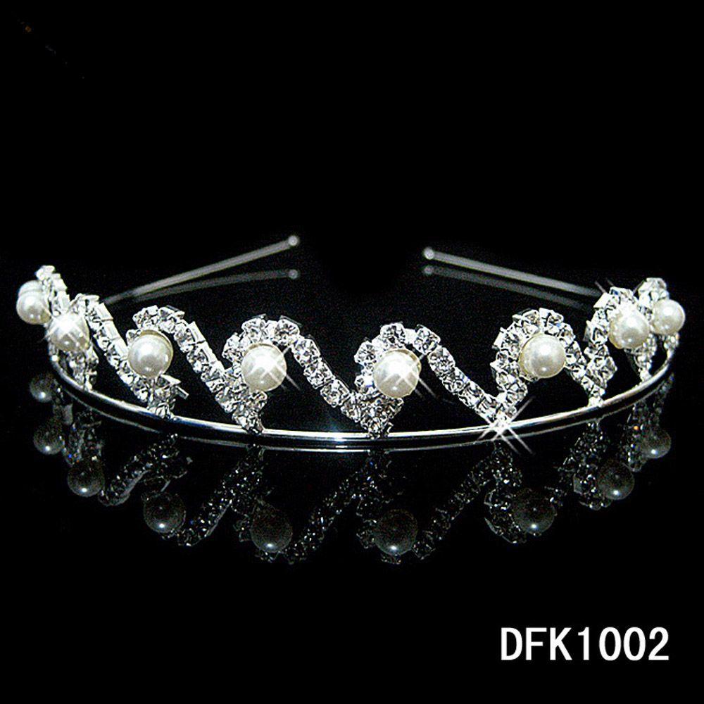 Jewelry Women Girls Flower Crystal Wave Headband Pearl Crown Hair Band