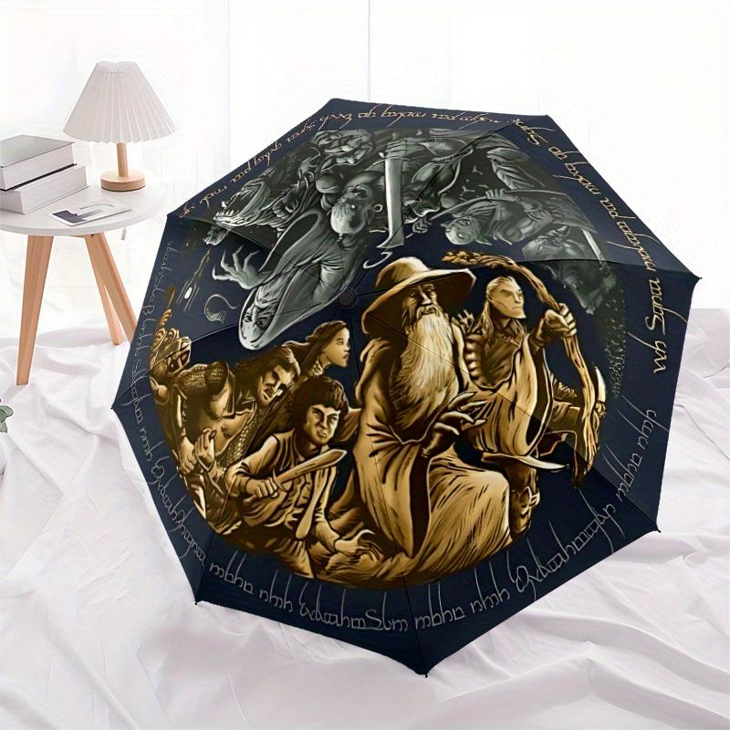 1pc The Lord of the Rings Automatic Folding Umbrella with 8-Rib Compact & Lightweight Design, Self-Opening/ Closing,090