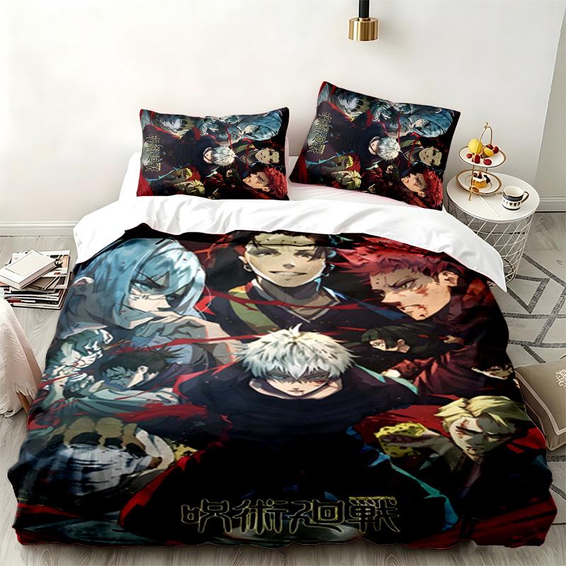 Set da 3 pezzi di Jujutsu Kaisen Perfetto per l'uso in camera da letto Comodo set letto include una copripiumino e due federe Ideale come regalo di compleanno o di Natale