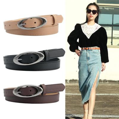 Korean Oval Alloy Pin Buckle Women's Belt - Versatile Style for Dresses & Jeans