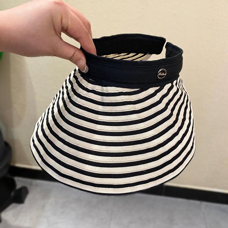 

Шляпа Солнечная шляпа Пустоверхая Защита от УФ-лучей Широкополая Солнечная шляпа Пустоверхая Полосатая шляпа Повязка на голову Tide Adult average size (56-58cm) чёрный