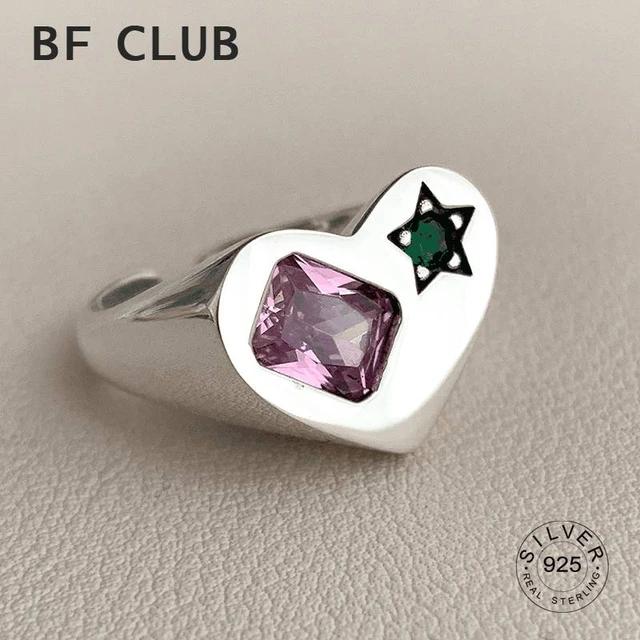 Silver Color LOVE Heart Zircon Engagement Ring Creative Simple Geometric Handmade Party Jewelry Gifts for Women