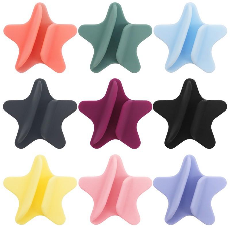 Multi-Color Portable Phone Stand | Lipstick/Lip Gloss Shape Star Design | Silicone Adhesive Lazy Mount for for All Phone Case