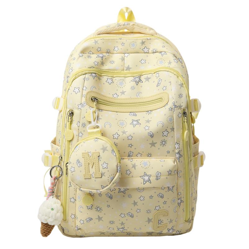 

Школьный рюкзак Женский рюкзак со звездами Рюкзак для ученика средней школы Легкий рюкзак жёлтый