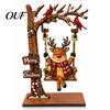 Seasonal Holiday Tree Decor Christmas Wooden Ornaments, Santa Snowman Figurine with Moving Creative Desktop Ornaments Swing, Rustic Tabletop