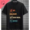 T-shirt Graphique Drôle Eat Sleep Krav Maga Repeat 100% Coton Manches Courtes T-shirt Décontracté Pour Entraînement Arts Martiaux Tenue de Sport