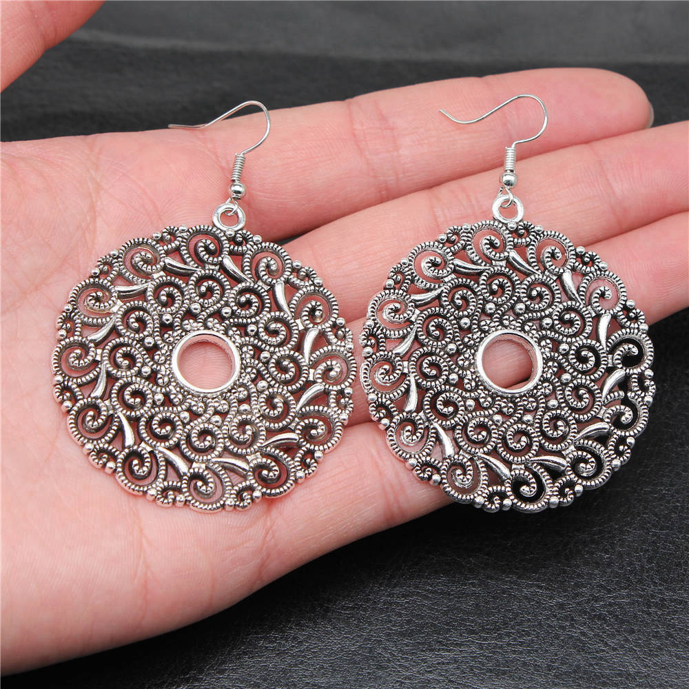 Hängeohrring Pflanze Blume des Lebens Minimalistischer Schmuck Komponenten Ohrringgröße 18x19mm QE020