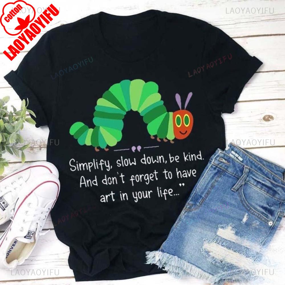 The Very Hungry Caterpillar Unisex Graphic T Shirts Book Lover Gift High Quality Cotton TShirt Teacher Back To School Rainbow S
