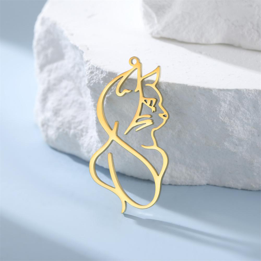 My Shape 5pcs Cat Charms Cute Animal Kitten Pendants DIY Necklace Earrings Keychains DIY Jewelry Making Stainless Steel Jewelry
