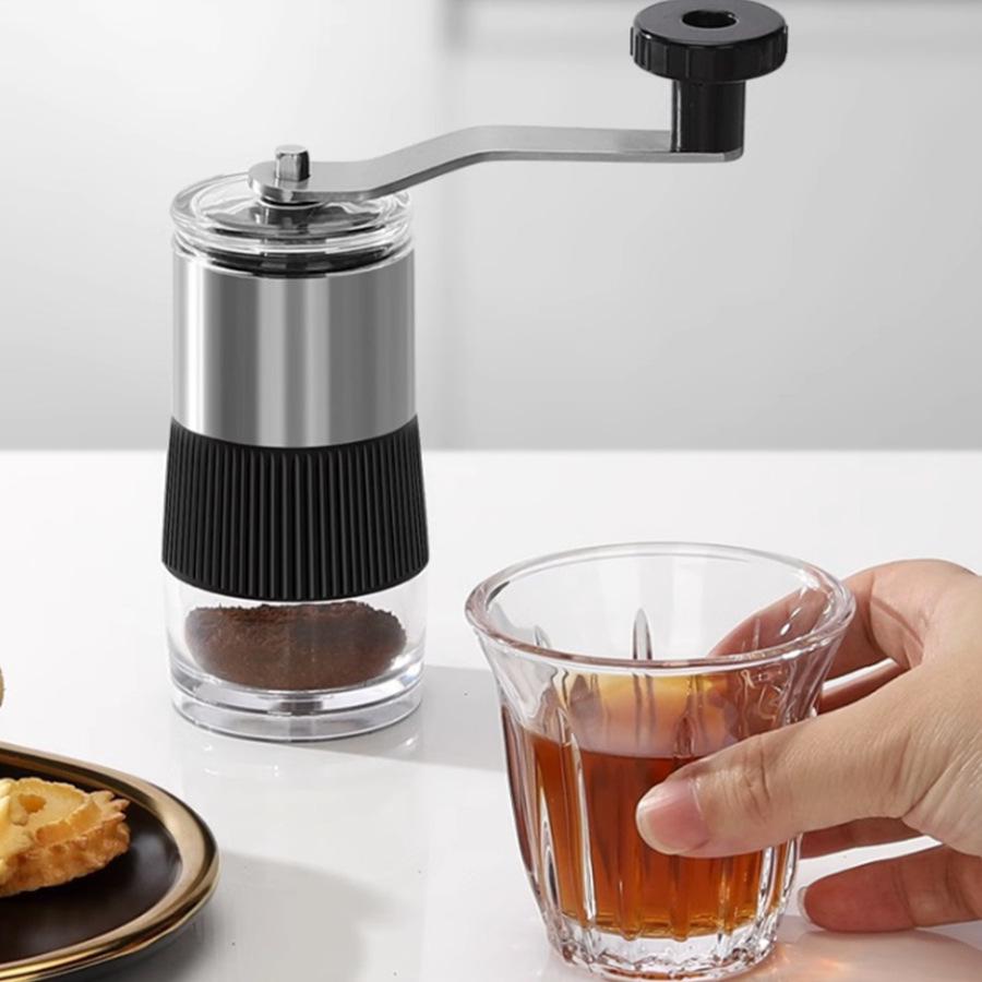 Manual Coffee Mill Stainless Steel Portable Small Coffee Grinder Manual Externally Adjustable Grind Setting
