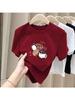 Women's Thickened Pure Cotton Brushed Short Sleeve T-shirt - Stylish Base Layer for Spring, Autumn, and Winter