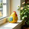 Forest Theme Decor Piece Hand-Carved Wooden Rooster Figurine Farmhouse Chicken Sculptures Rustic Animal Statue Pastoral Home for Shelf Desk