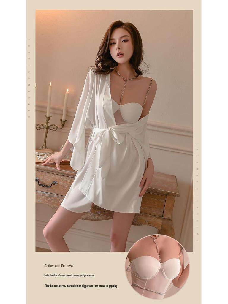 Sexy Backless Bodysuit Lingerie: Cotton Pad Bust Support, Open Crotch, Quick Release Uniform, Pure Desire Nightwear for Women