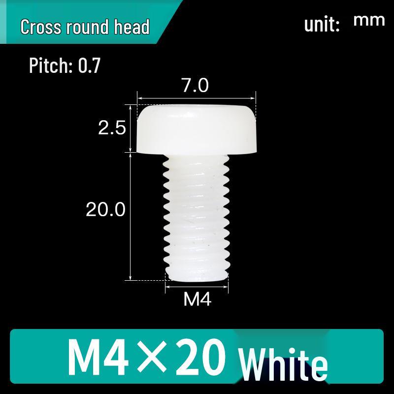 Vite in Nylon PA66 a Testa Tonda - M2, M3, M4, M5, M6, M8 Bullone di Fissaggio in Plastica