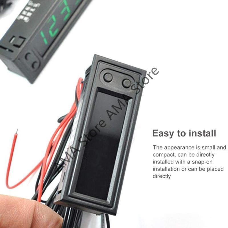 X7JF Auto Temperature 3 In 1 Thermometers Voltmeter Gauge Electronic Clock LCD Screen