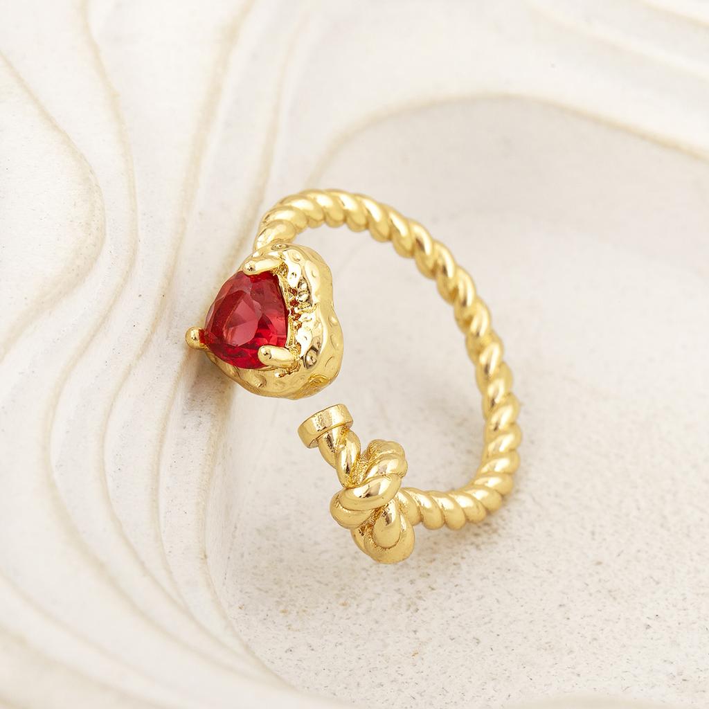 Nidin New Fashion Romantic Love Heart Shape Cubic Zirconia Open Rings Adjustable For Male Female Couples Fine Finger Jewelry