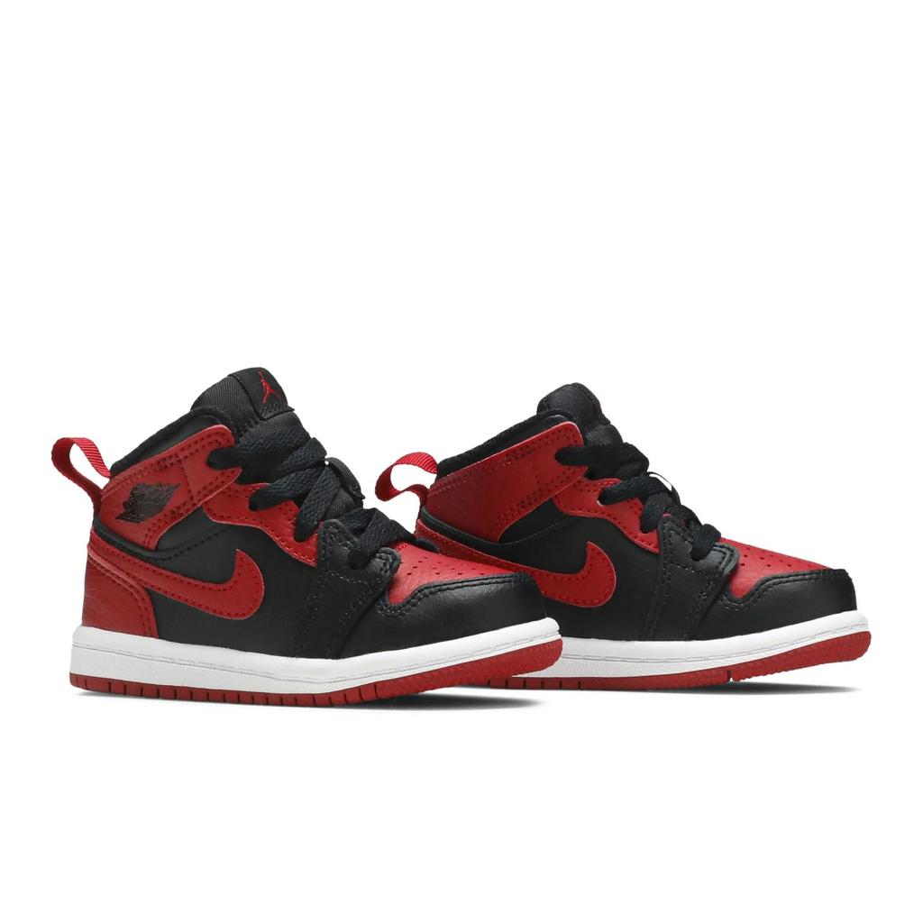 Air Jordan 1 Mid Toddler 'Banned' (Unisex) Black / University Red / Black / White Toddler Shoes 640735 074