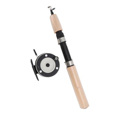 Conjunto Combo Vara e Carretel para Pesca no Gelo 65cm Rotação Suave Empunhadura Confortável Antiderrapante Combos de Spinning para Pesca no Gelo para Truta