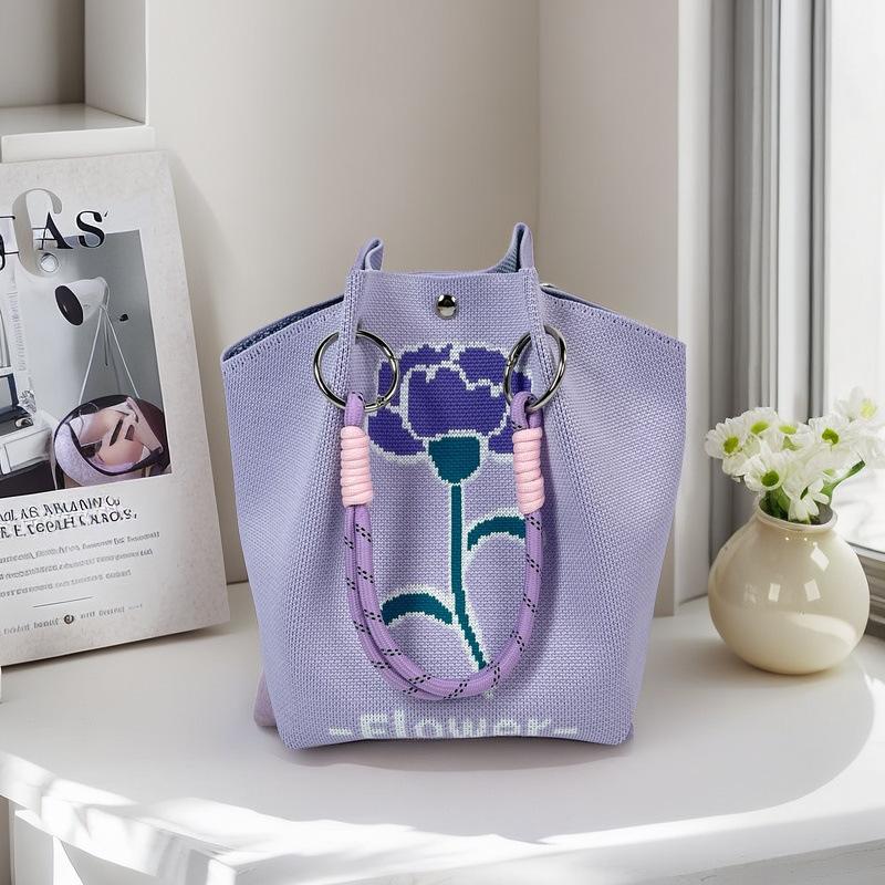 Handgestrickte Handtasche mit großem Fassungsvermögen, lässige, tragbare Pendler-Tragetasche, Umhängetasche, vielseitige Alltags-Handtasche