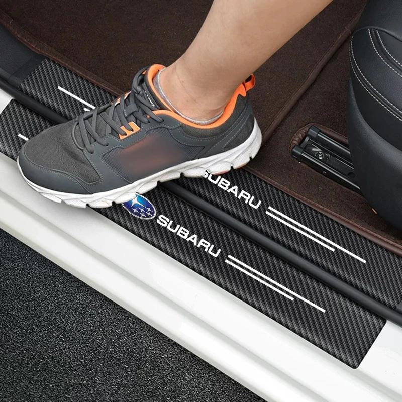 For Subaru STI XV Car Accessorie PU Leather Car Door Sill Plate Protector Stickers Threshold Side Trunk anti-scratch Protection X666