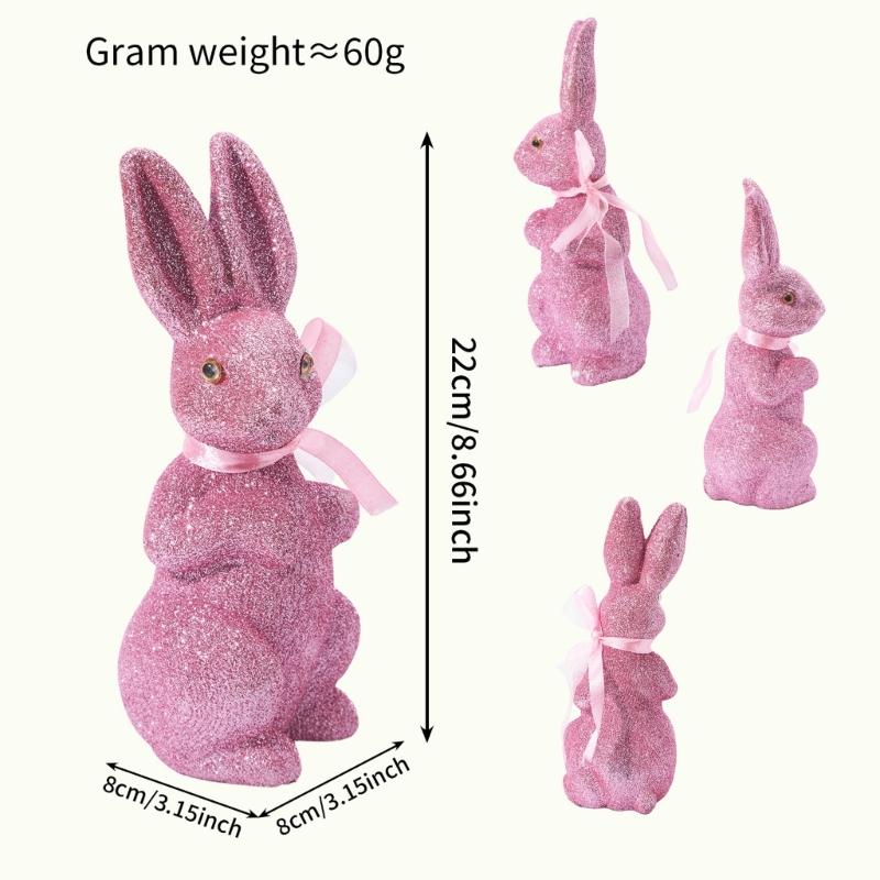 User Friendly Glittering Easters Rabbit Statue Colorful Portable for Holiday DIY Decorations Safe for Children
