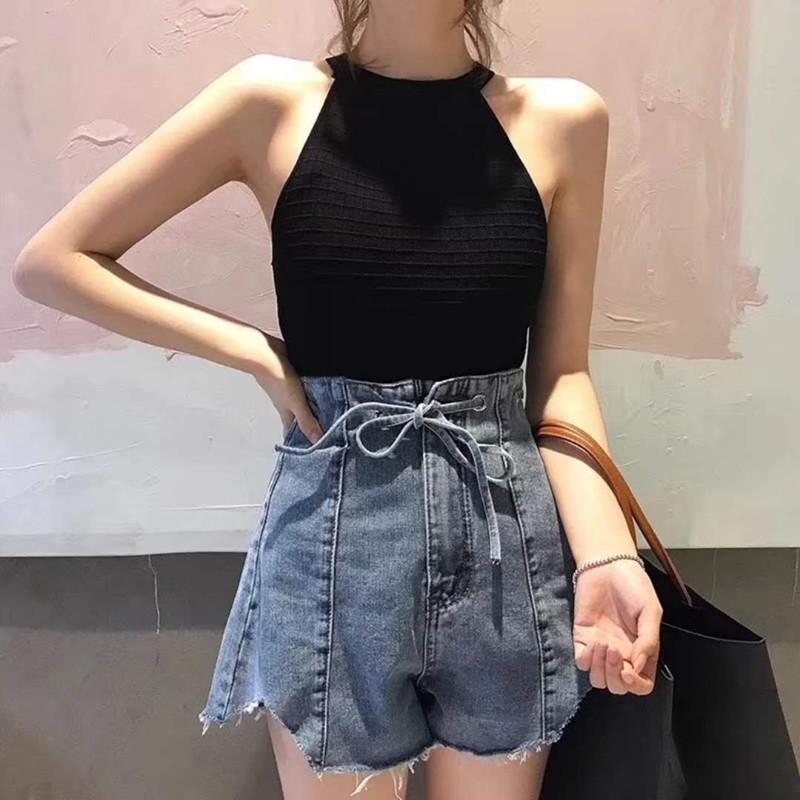 Chic Off-Shoulder Halter Knit Camisole - Trendy, Slim-Fit Women s Fashion One Size белый