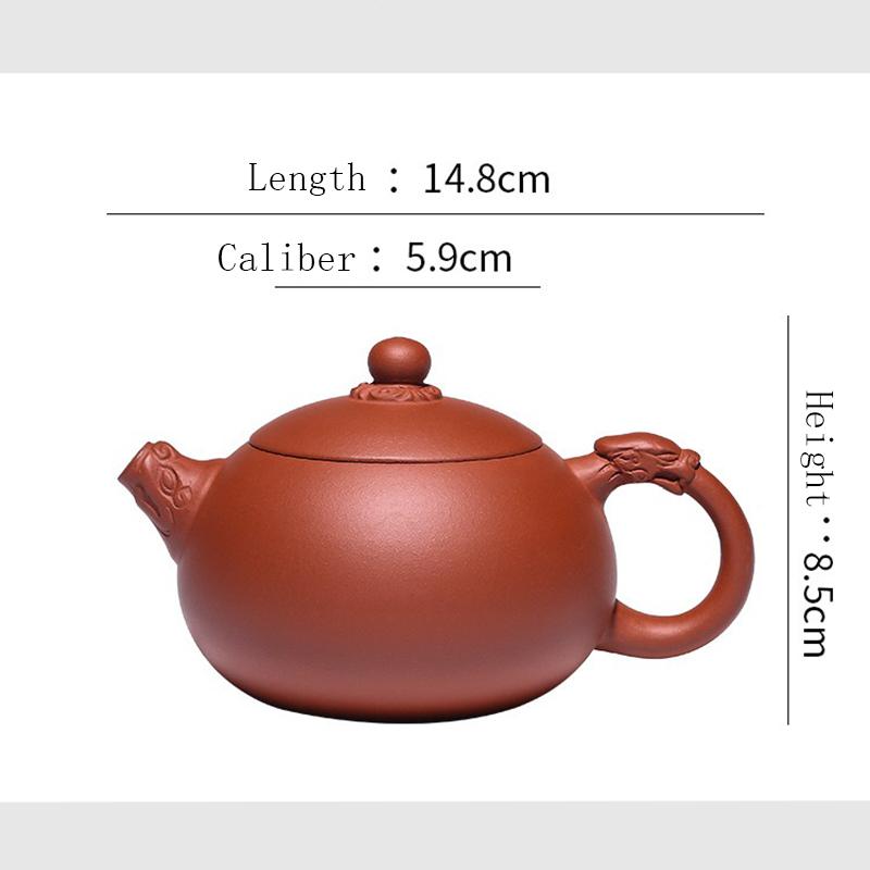 

320 мл необработанной руды, прозрачный цемент, чайник из пурпурной глины ручной работы, двойной дракон, играющий с жемчугом, чайник Сиши 320ml красный