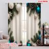 2pcs,2D Plane Printing Pattern Curtains Blue White Pine Christmas (3) 100% Polyester (without Rod) Holiday Use for Bedroom,