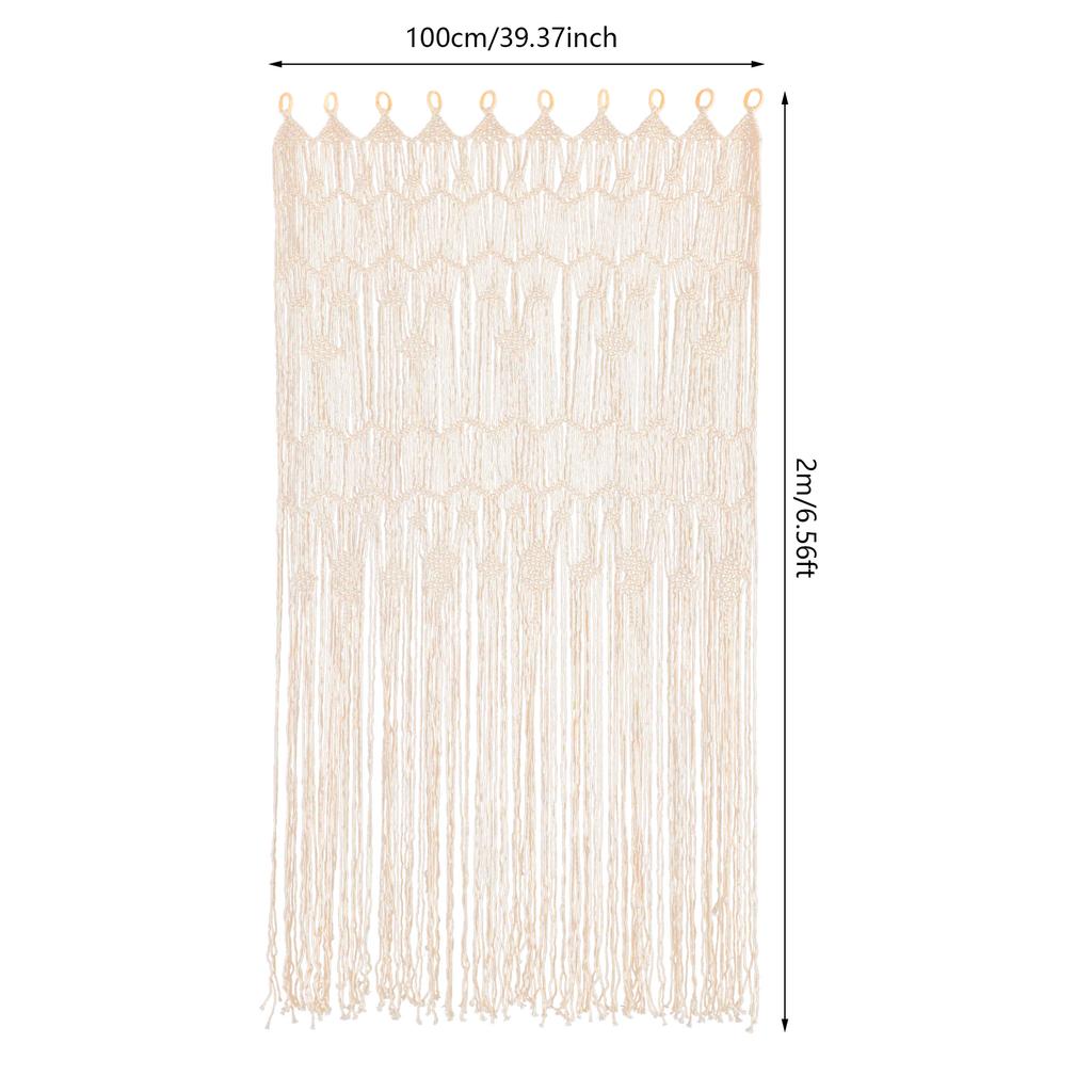 2* Boho Macrame Window Curtain Room Divider Doorway Curtain 78.7 X 39 Inches Large Long Macrame Wall Hanging for Home Decor