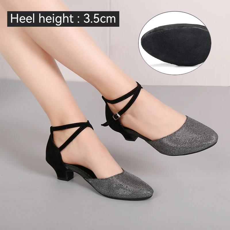 Women's Latin Dance Shoes Ballroom Shiny Salsa Dance Shoes Tango Ladies Girls Comfortable Dancing Shoes for Women Heel 5.5cm