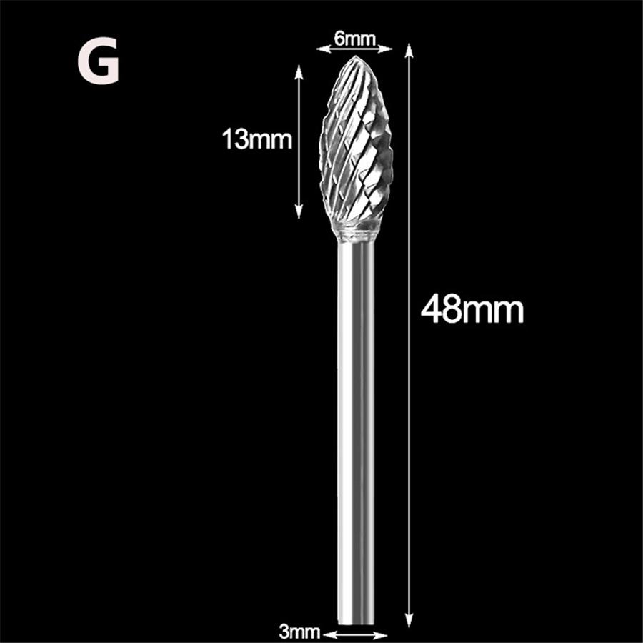 10Pcs 1/8" Tungsten Carbide Burr Rotary Drill Bits Tools Cutter Files Set Shank