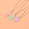 Lovecryst 3Pcs/set Cute 3-color Heart Broken Stitching Magnetic Best Friend Necklace for Girls BFF Friendship Jewelry Gift