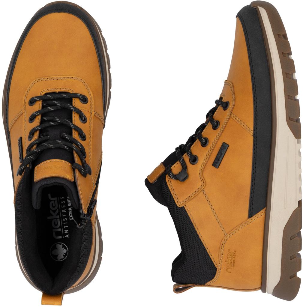 Ботинки Rieker на шнуровке с мембраной TEX ockergelb-schwarz