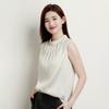 New 92% Mulberry Silk Tank Top Fashionable High End Handmade Pinch Flower Binding Bead Versatile Shirt Commuter Women's T-shirt