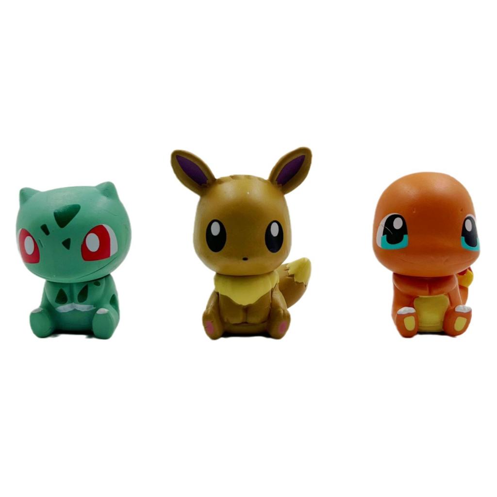 1Set/6pcs Gashapon Toys Pikachu Espeon Charmander Eevee Snorlax Jolteon Flareon Cute Figure Clip Action Model Toys 3cm