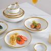 European White Gold Side Tableware Rice Bowl Plate Fruit Salad Bowl Deep Dish Kitchen Tableware Wedding Decoration Plate