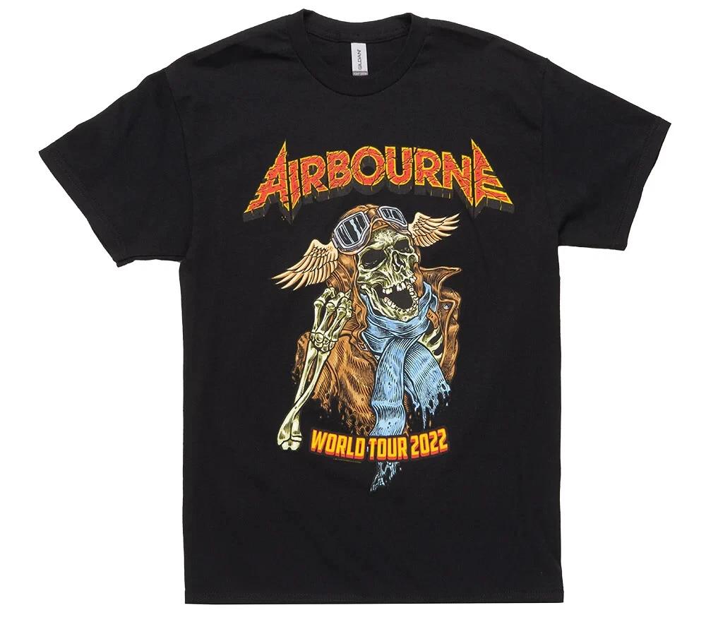 Airbourne Heavy Metal World Tour 2022 Concert Black 100% Cotton T-shirt Mens Tees Top S