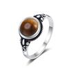 Bague Vintage Cuivre Sable Étoilé, Pierre Précieuse Étoilée Ronde & Anneau Sculpté, Bijoux Mode Bohème pour Femmes Transfrontalier