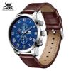 OPK 6099 Original Brand Chronograph Man Watch Leather Strap Auto Date Waterproof Sport Quartz Men's Luxury Wristwatch