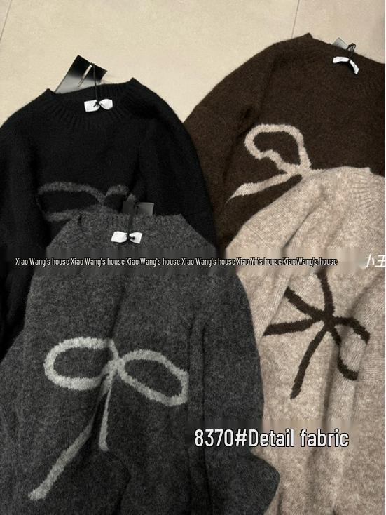 Xiao Wang's 8370 Winter Korean Plus Size Casual Bow Knit Sweater