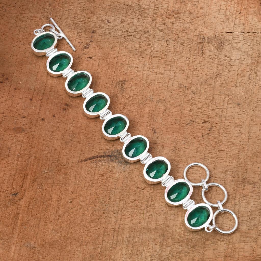 Paraiba-Turmalin-Armband: Handgefertigter 925er Sterlingsilberschmuck
