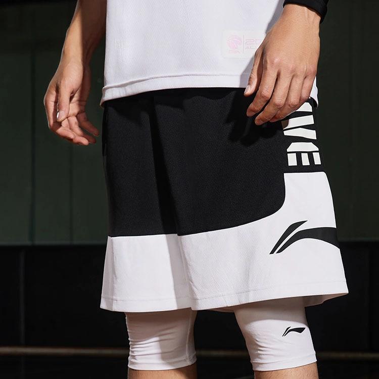 Li-Ning Loose Sporty Casual Shorts With Printed Graphic Men Bottoms Green White AAPS031-1