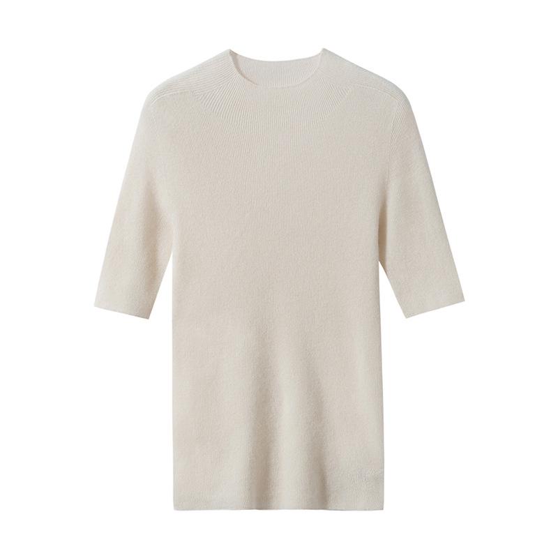 Elegant Fine-Spun Cashmere Mid-Sleeve Knit Turtleneck Pullover