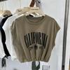 Damski bawełniany T-shirt bez rękawów w stylu europejskim - Letni, podkreślający talię, dopasowany, luźny top z okrągłym dekoltem
